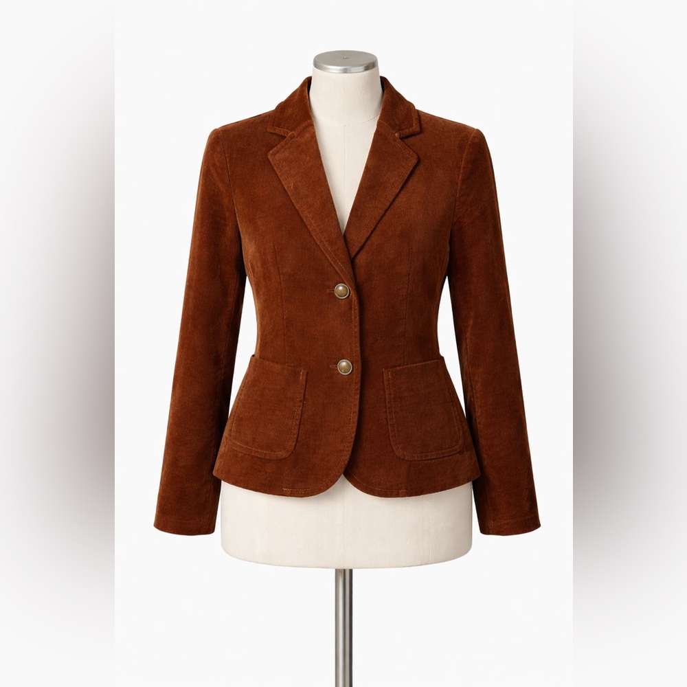 3-pc Bundle:BCBGMaxAzria Brown Velvet Blazer+Talbots Satin Blouse+Mock Neck Top